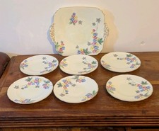 Vintage / Antique EB Foley 1850 Bone China 6 Plates  & Platter Made in England