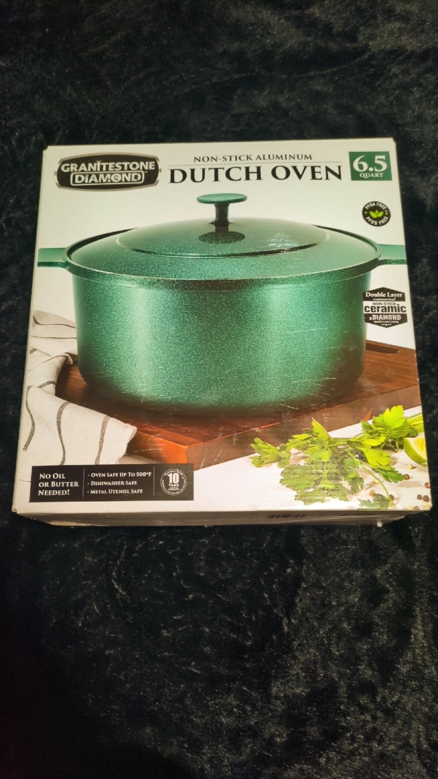 Granitstone Diamond 6.5qt Dutch Oven with Lid Non Stick Aluminum Double Layer