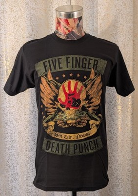 Officially Licensed Five Finger Death Punch Skull With Spread Wings Black Tee