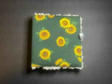 VTG Handmade Green  Yellow Floral Sunflower Fabric Lace Eyelet Trim Photo Album