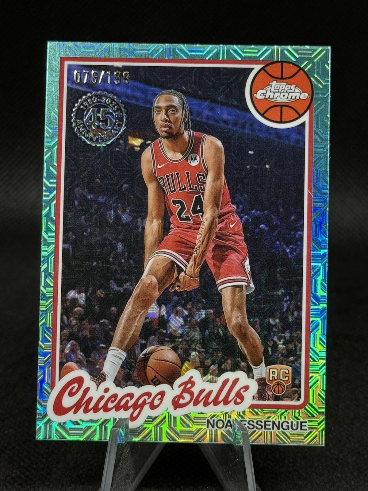 2025-26 Topps Noa Essengue TC-NE Rookie Aqua Mojo Refractor RC 76/199 Bulls