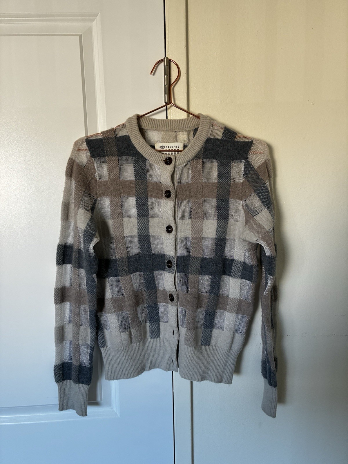 Maison Margiela Check Pattern Multi Color Cardigan M.