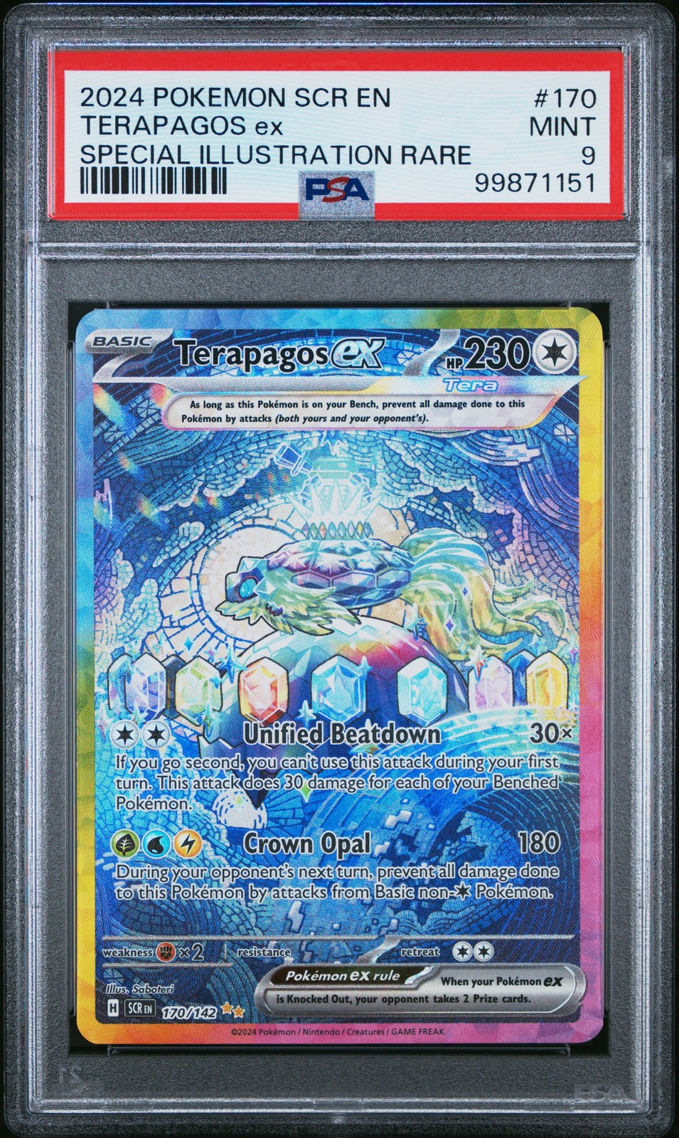 2024 POKEMON SCR EN-STELLAR CROWN SPECIAL ILLUSTRATION RARE TERAPAGOS EX PSA 9
