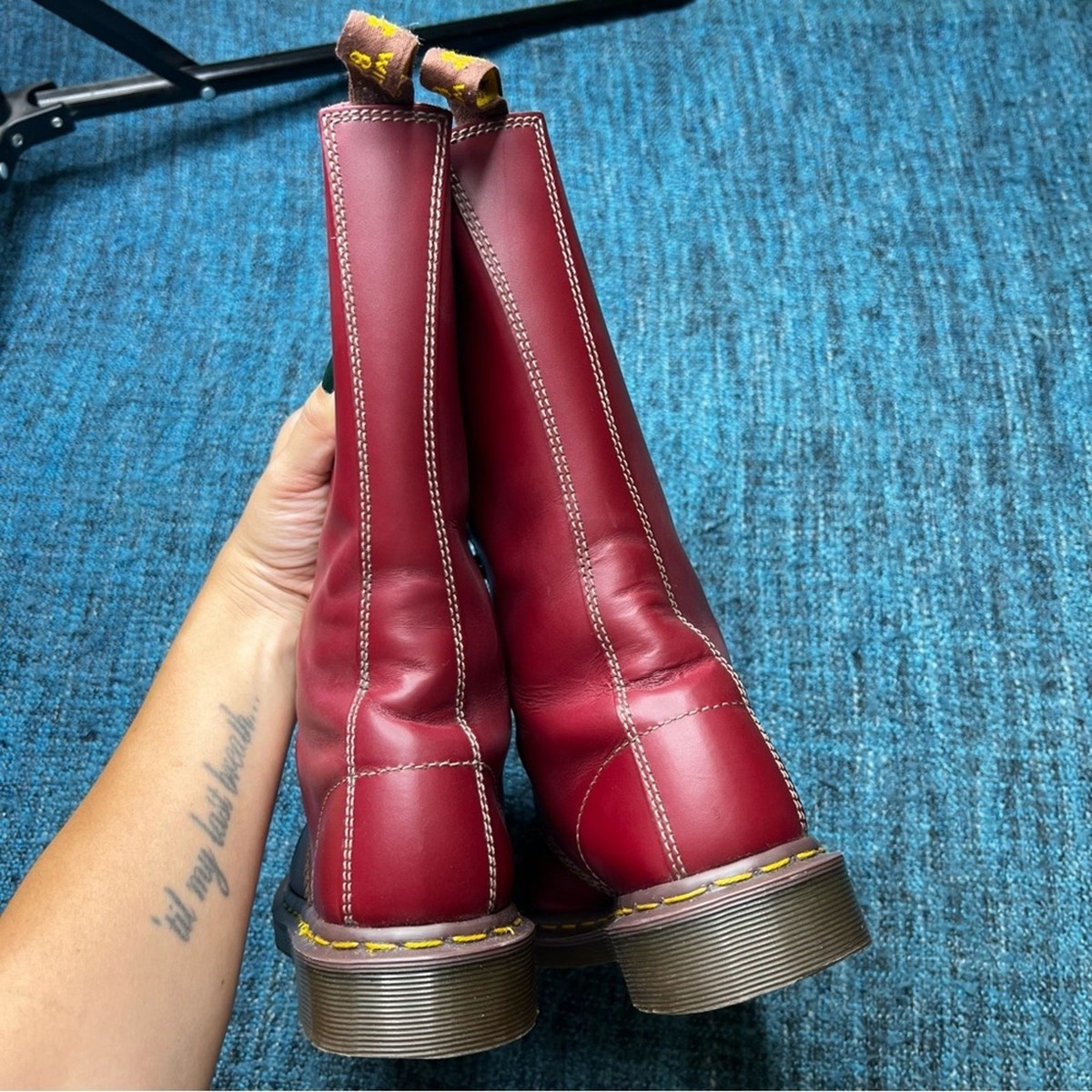 Vtg Dr. Martens Made in England 1914 Oxblood 14 Eyelet Boots Mens