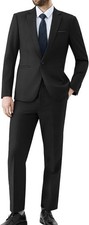 Men's 2-Piece Slim Fit Black Suit - Wedding, Formal, Business, Blazer & Trousers