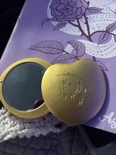 Christian Dior CD Compact Mirror Gold with Black Fabric Case ship from Japan