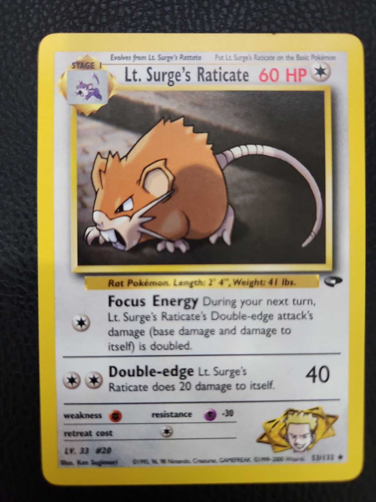 Lt. Surge's Raticate 53/132 Gym Challenge Regular