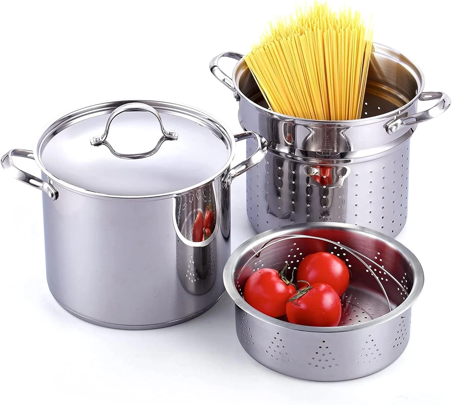 Stainless Steel 12 Quart Pasta Pot Set with Strainer Insert & Lid - 4 Pieces
Opens in a new window o
