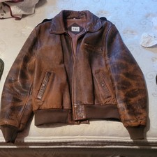 Adam Spencer men's vintage lined distressed brown leather bomber jacket size 38