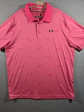Under Armour Polo Shirt Mens 2XL Pink The Playoff Golf Loose Fit Performance