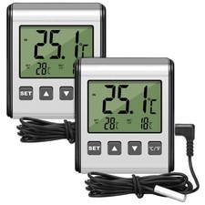 2 Pieces Digital Refrigerator Thermometer Freezer Thermometer Stainless Panel...