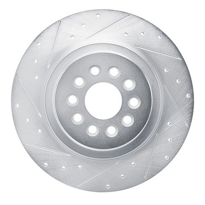 For Jaguar S-Type 03-05 Brake Rotor eLINE Drilled & Slotted 1-Piece Rear Driver
