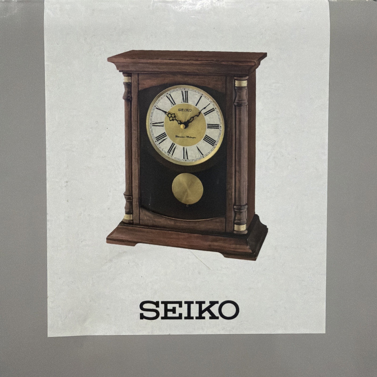 Seiko Clocks Wooden Westminster Chime Battery Mantel Pendulum Clock QXQ034B