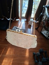 PEARLESCENT BEADED WEDDING OR SPECIAL EVENT PURSE COMPLETELY BEADED