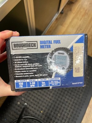 Roughneck Digital Fuel Meter, 1 30 GPM, 1in. Inlet/Outlet NEW #67164