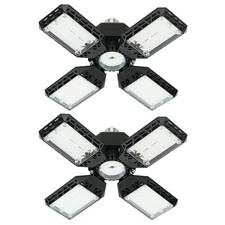 2-Pack 150W Deformable LED Garage Ceiling Light 15000LM 4 Adjustable Panels