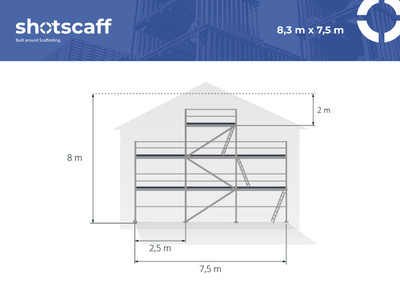Top Giebelgerüst (Aluminium)  8,3x7,5 Alu-scaff 74 Gratis Lieferung!