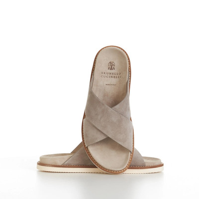 Brunello Cucinelli Herren Wildleder Crossover Sandalen - Hellbeige - EU44