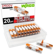 Lever Nuts Wire Connectors Compact Splicing Inline 20 Pack with Case
