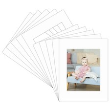 Golden State Art, Pack of 10 11x14 White Picture Mats with White Core Bevel C...