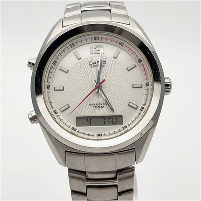 CASIO EFA-108 EDIFICE Ana Digi Quarz Edelstahl 100M Uhr Herren In Hand