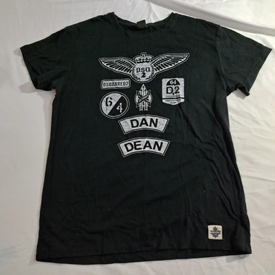 DSQUARED2 Men's T-Shirt 2XL Black Graphic Dean Dan Caten D2 1964 Patch Logo