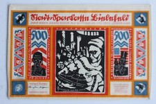 Fabric banknote 500 Mark 1922 Bielefeld Germany (42463)