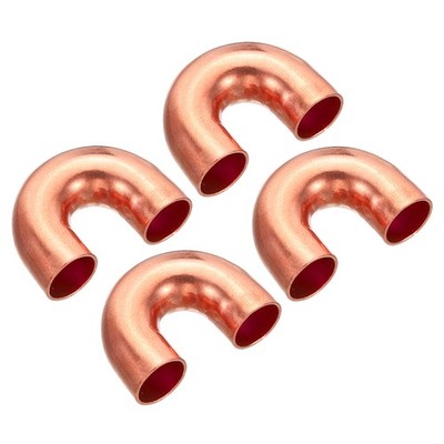 3/8'' AD 27x19mm 4Pack Winkelstück Kupfer Rohrfitting 180 Grad Biegeschweißen