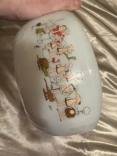 Vintage Anchor Hocking Fire-King Bowl Caveman Cartoon Design 1960s/70s – Rare!