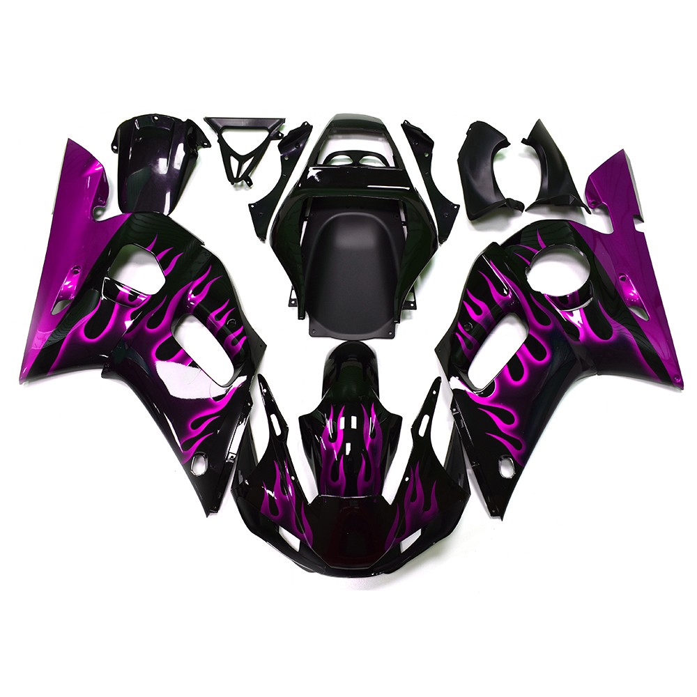 Black Purple Flame Fairing Kit for 1998-2002 Yamaha YZF R6