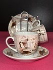 D'Lusso Home Collection China Café Design Espresso Demitasse Cups Saucers Stand — photo 1