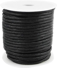 22 Yards 3Mm Black Waxed Cotton Cord Jewelry Making Beading Thread