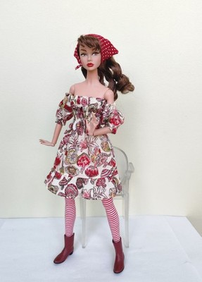 Red Mushroom printed outfit With Boots for Poppy Parker, Nu face by Olgaomi
