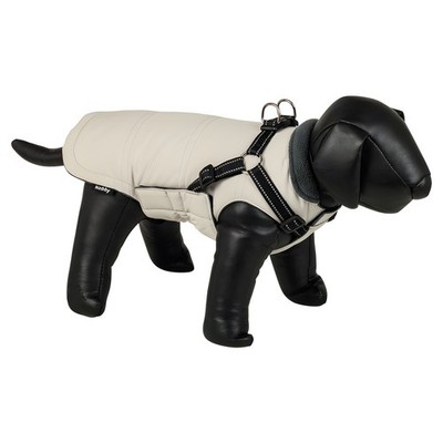 Nobby Hundemantel Zira 2 in 1 beige für Hunde mit Geschirr reflektierend