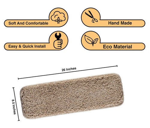 Stair Treads Carpet Mat Non Slip Skid Cleaning Machine Washable, Shaggy 22x67cm - Picture 30 of 88