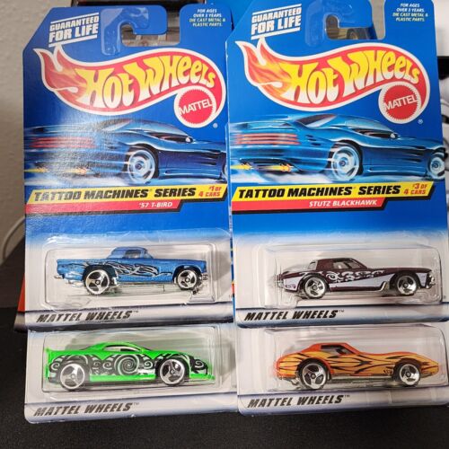 Vintage 1990s "Tattoo Machines" Hot Wheels Complete Set Of 4 Cars New In Box - Picture 1 of 5