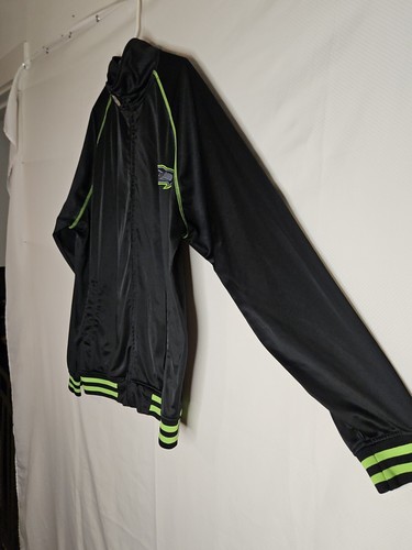 Seattle Seahawks Men's Luxury Box Full Zip Track Jacket Black & Lime Green - Picture 3 of 11