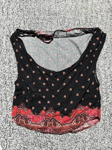 Free People Silas Boho Blouse Sleeveless Printed Cowlneck Drapey Tie Back Top SM - Picture 5 of 7