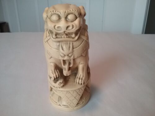 Chinese Foo Dog Lan Imperial Temple Dweller Guardian Figurine, yellow - Picture 1 of 6