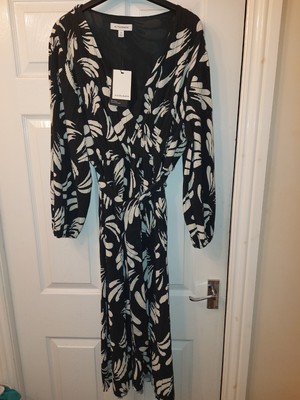 MARKS AND SPENCER AUTOGRAPH BLACK AND WHITE DRESS UK SIZE 14 NEW/BNWT
