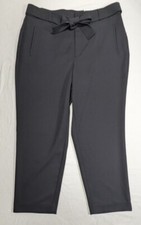 NINE WEST Dress Pants Women's size L Black Reg Fit Tapered Leg Ankle Belted NWT
