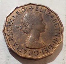 Three Pence 1959 UK GB Coin Elizabeth II