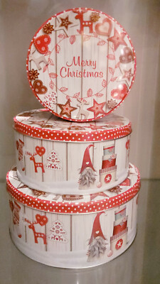 3 Set Plätzchendose Weihnachten Wichtel Xmas Keksdose Blech Deko Dose Geschenk