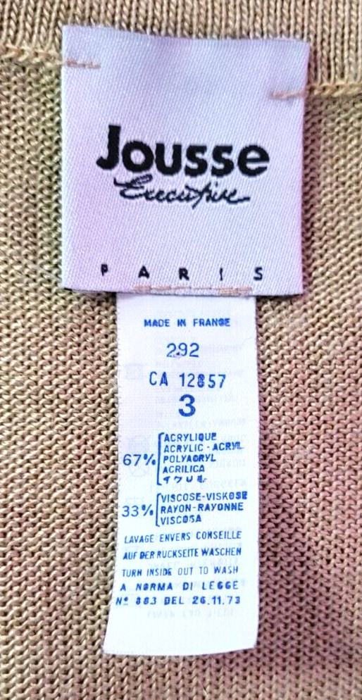 Jousse Jumper UK8 Gold Longer Length Top Round Neck Short Sleeve Pre-Owned image 3
