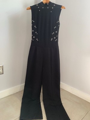 Women's black XOXO sleeveless unlined silver hardware jumpsuit size S