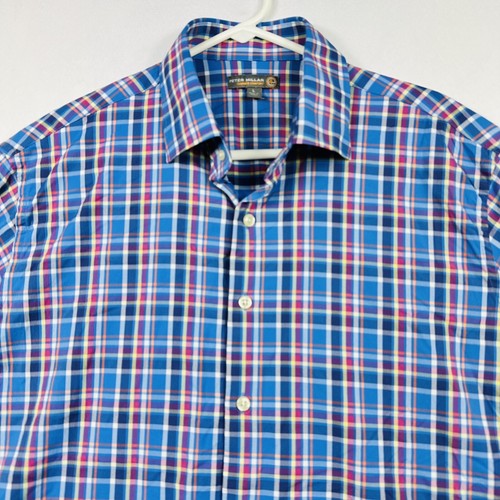 Peter Millar Summer Comfort Mens Large Shirt Plaid Button Down Long Sleeve Nylon - Picture 5 of 11