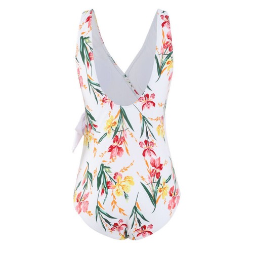 Womens Sunflower Print One Piece Swimsuit Bowknot Swimwear Monokini Bathing Suit - Picture 5 of 17
