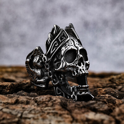 Gothic Shouting Kingdom Cable Skull Ring Stainless Steel
