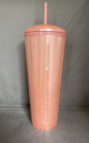 Starbucks Marble Peachy Pink Acrylic Cold Cup 24 Oz. New! 2021 - Picture 3 of 5