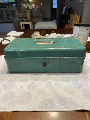 Vintage Liberty Steel Chest Corp. Metal Tackle Box Rochester NY USA  Green/Teal | eBay